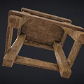 Rustic Wooden Stool with Square Top Solid Wood Legs and Natural Wood Grain