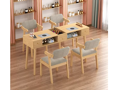 Simple Wooden Dressing Table With Drawers And Chairs For Bedroom Interior 3d model