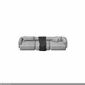 Plush Light Gray Sectional Sofa with Black Knitted Blanket and Decorative Pillows 3d model