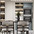 Elegant Modern Dining Living Room Interior With Crystal Chandelier Wooden Table Upholstered Chairs And Cabinets