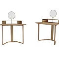 Modern Dressing Table Design With Round Mirror And Minimalist Metal Frame