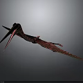 Realistic Red Pterosaur Model With Spread Wings On Gray Background 3d model