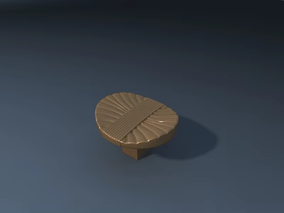 Golden Circular Decorative Object With Radial Textured Surface And Small Base 3d model