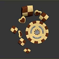 Red And White Checkered Dessert Bites Square And Heart Shaped On Circular Base
