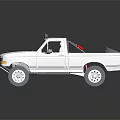White Pickup Truck Model Featuring Roof Lights Blue Seats And Tires