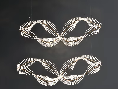 Modern Spiral Design Chandelier With Curved Metal Structure For Interior Spaces 3d model