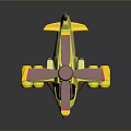 Yellow And Brown Toy Helicopter Model With Propeller Cockpit And Reflective Surface 3d model