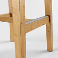Stylish Natural Wood Bar Stool with Square Seat and Metal Footrest