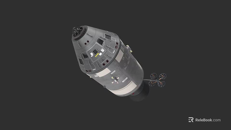 Space Exploration Capsule With Solar Panel Structure And Technical Details In Cosmic Mission 3d model 