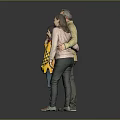 Family Portrait With Parents And Child In Yellow Sweater Standing Together