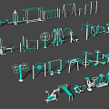 Public Outdoor Fitness Facilities With Various Exercise Equipment In Community Park