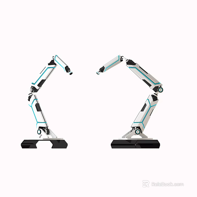 Dual Intelligent Robotic Arms Showcasing Articulated Mechanical Design And Smooth Movement 3d model 