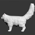 White Cat Figurine 3D Model With Detailed Fur Standing On Black Surface