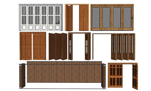 Modern Folding Door Folding Wooden Door 3d model