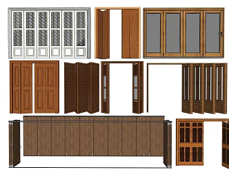 Modern Folding Door Folding Wooden Door 3d model