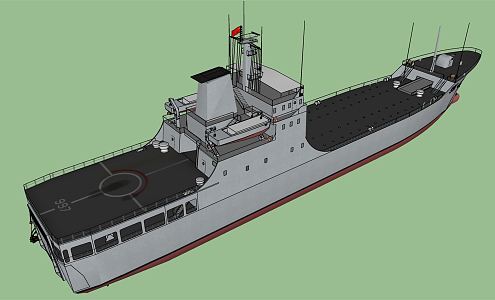 modern warship escort ship 3d model