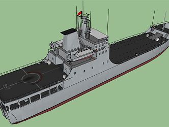 modern warship escort ship 3d model