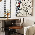 Modern Apartment Living Room With Beige Sofa Area Rug Decorative Artworks And Floor Lamp