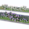 Beautiful Tree Pit With Colorful Flowers White Purple Blooms And Green Lawn