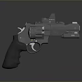 Modern Tactical Revolver With Black Grip And Mounted Sight For Shooting Use