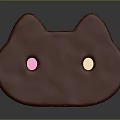 Brown Cat Face Shaped Decoration with Ears and Pink Light Colored Dots