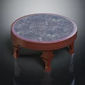 Round Wooden Coffee Table With Marble Patterned Top And Sturdy Legs 3d model