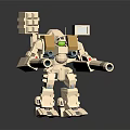 Beige Square Design Robot Character With Cannons Green Head And Building Block Details