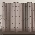 Modern Folding Wooden Room Divider with Geometric Arrow Patterns in Light Wood Tone
