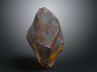 Natural Irregular Stone With Brown Gray And Yellow Veins For Decoration 3d model