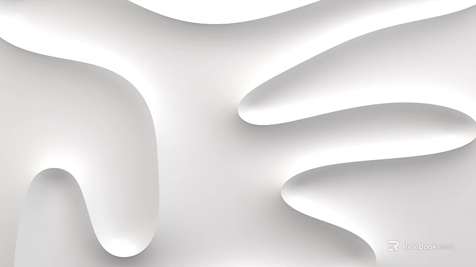 White Wavy 3D Background Wall With Smooth Surface And Light Reflection Effect 3d model 