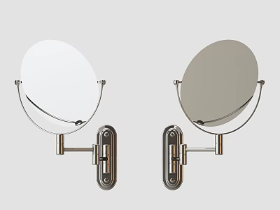 Double Round Wall Mounted Mirrors with Metal Brackets and Adjustable Arms 3d model