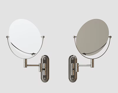 Double Round Wall Mounted Mirrors with Metal Brackets and Adjustable Arms 3d model