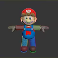 3D Cartoon Character In Red Hat Blue Overalls With Open Arms Brown Shoes And Braces