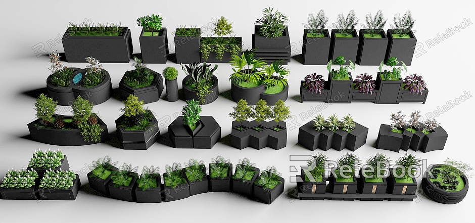 Flower box flower bed solid color flower box flower bed green plant combination model