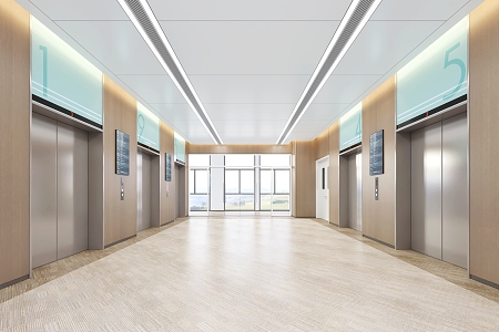 Modern elevator hall 15th floor elevator hall 3d model