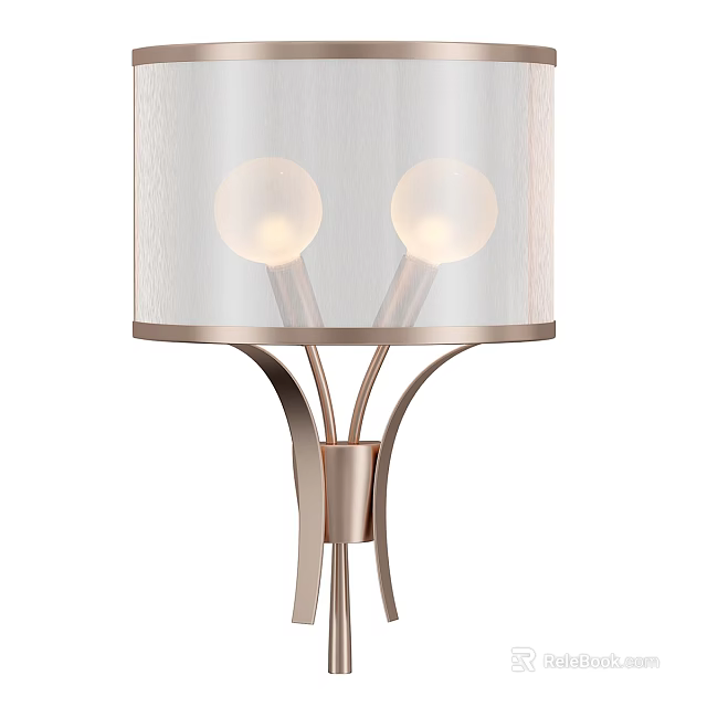 Elegant Table Lamp With Two Bulbs White Shade And Metal Base Design 3d model 