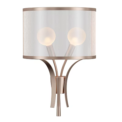 Elegant Table Lamp With Two Bulbs White Shade And Metal Base Design 3d model