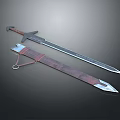 Handcrafted Medieval Steel Sword With Leather Scabbard And Decorative Straps