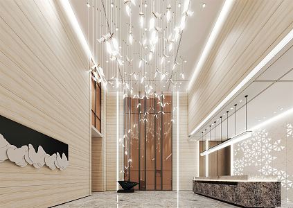 Modern Hall Hotel Club Hall Lobby 3d model