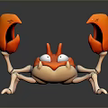 Cartoon Crab With Open Orange Claws And White Legs Playful Aquatic Animal