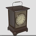 Brown Wooden Square Furniture Table Clock With Top Handle And Roman Numerals