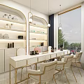 Elegant Modern Beauty Salon Interior With Treatment Beds Glass Doors And Green Plants