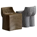 Stylish Two Gray And Brown Marble Single Chairs With Modern Design