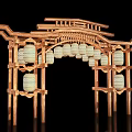 New Chinese style ancient building archway national tide entrance net red entrance meichen archway gate tower scenic spot gate national wind entrance 3d model