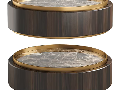 Modern Coffee Tables With Dark Wood Grain Frame Marble Top And Golden Accents 3d model