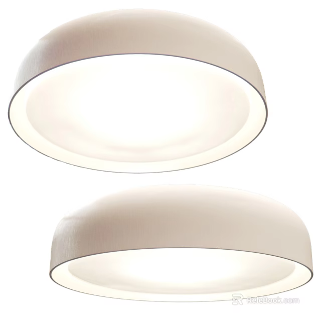 Modern White Round Ceiling Lights with Soft Glow for Home Interior 3d model