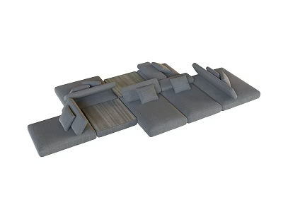 Modular Sectional Sofa Gray with Multiple Seating Modules and Comfortable Cushions 3d model