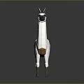 Low Poly 3D Character Model White Llama With Brown Accent Standing On Dark Reflective Background 3d model