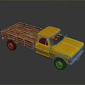Vintage Yellow Truck Featuring Wooden Bed And Worn Single Cab Exterior
