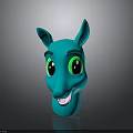 Cute Blue Animal Head Decorative Furniture Piece With Green Eyes And Smile